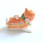 Piearth Shiba Inu Dog Jewelry Trinket Box Crystal Sakura Figurine Japan