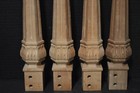4-16 Inch Vintage Set Of Unfinished Wood Carved Fluted Hexagonal Table Legs