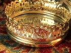 Vintage Mini Gold Tone Filigree Mirror Vanity Tray Small Round Mcm 3 25  Ec