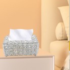 Crystal Rectangle Tissue Box Napkin Holder Rhinestone Tissue Storage Case W  Lid
