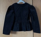 Vintage 1980s Black Cotton Velveteen Size 5 Girls    Peplum Jacket Euc