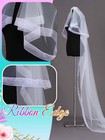 Cathedral Wedding Veils White 2 Tier Ribbon Edge Long Bridal Tulle With Comb