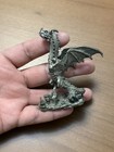 Vintage 1978 Rawcliffe Pewter Dragon Figurine Red Jewel Eyes Collectible Fantasy