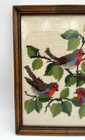 Vintage Framed Needlepoint Birds On Tree Branch Cross Stitch Wall Art 13  X 14 