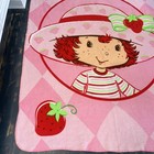 Vintage Strawberry Shortcake Fleece Throw Blanket Pink  Approximately 45    By 63   