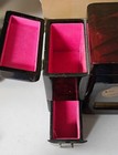 Vintage Black Lacquer Japanese Jewelry Box Rickshaw Toyo Music Box - Works