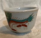Vintage Chinese Porcelain Sake tea Cup Restaurant Ware With Red Chinese Dragon