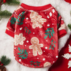 Christmas Dog Sweater Red Gingerbread Man Fleece Pet Clothes Puppy Small Dog 