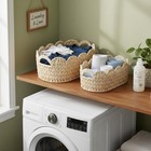 Best Wicker Scalloped Basket Set Of 2 Woven Storage Baskets For Free Shipping