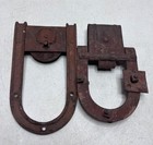 Antique Cast Iron Barn Door Hangers Lot Of 2 Horseshoe Strap Track Rollers