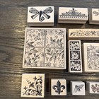 Vintage Magenta Rubber Stamp Lot Of 12 Floral Collage Dragonfly Art Craft Stamps