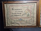 Lot Of 3 Vintage Sampler Cross Stitch Motto Folk Art Americana Framed