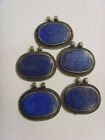 5 Vintage Lapis Lazuli Kazakh Tribal Hand Made Oval Pendant Wholesale Lot 49927