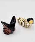 Cracker Barrel Mini Monarch Butterfly And Caterpillar Salt   Pepper Shakers New