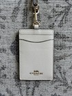 Coach Cr  me Leather Id Badge Holder Card Case W  Lanyard Strap