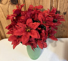 Artificial Flowers Christmas Poinsettia Plants Bouquet Set 4 Red