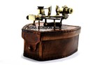 Ross London Antique Brass Ship Sextant 4  With Leather Box Nautical Solid Style
