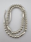 Vintage Navajo Sterling Silver 8mm Pearl Bench Bead Necklace 24 5  - 27 9g
