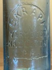 Rare C  Krapf Very Best Aqua Hutch Soda Bottle Hazleton  Pa Tombstone Slug Plate