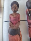 2 Vintage Hand Carved Wood African Tribal Man Woman 10 5  Figurines Rosewood