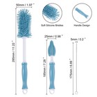 Set Of 3 Long Handle Silicone Water Bottle Cleaning Brush Kit  Blue