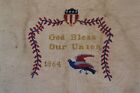 Rare Antique 1864 Civil War Needlepoint Patriotic Sampler  god Bless Our Union 