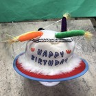 Vintage Happy Birthday Cake Hat Unisex Adult Sz Fancy Dress Party Hat Fast Ship 