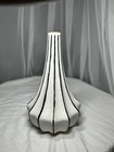 Vintage Ceramic Vase Ribbed Long Neck Black White Genie Vase Vessel Earthenware 