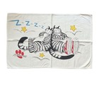 1985 B  Kliban Cats Flannel Top Sheet Full W Standard Pillowcase Set Htf 