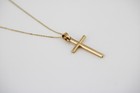 14k Solid Gold Cross Charm Necklace For Women  Religious Pendant Necklace 585