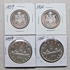 Canada 1959   1960 50c And  1 Silver Coins Pl   Lot Of 4 Coins