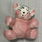 Pink Teddy Bear Planter Baby Vase Ceramic Vintage 1950s 1960s Mid Century 8in