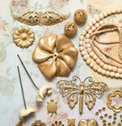 Vintage Lot Miriam Haskell Jewelry Parts Stampings Brooch Finding Necklace Beads