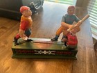Vintage 1950s Mechanical Baseball Cast Iron Bank Hometown Battery Collectible