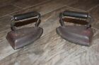 Vintage Matched Pair Sad Irons  6 Cast Flat Iron Bookends Doorstops  Antique  Vg