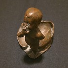 Antique Bronze Of A Baby Smoking A Cigar Coming Out Of An Eggshell  5 3 4 