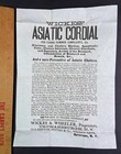 Rare Advertising Broadside   Flyer - Asiatic Cordial Cure Quack Medicine Ca 1870