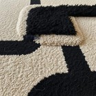 Modern Geometric Abstract Area Rug     Black   Ivory Textured Contemporary Carpet