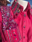 Girls Western Show Shirt  Hidden Zipper All Day Shirt  Pink  Pleasure M