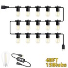  48 Ft Outdoor String Lights Commercial Grade Weatherproof 15 Bulb Heavy Duty Us