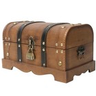 Vintage Wooden Treasure Chest Decorative Box With Lock - 12 2  X 7 1  X 7 1   Br