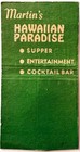 1940s Martin s Hawaiian Paradise Cocktail Bar Matchbook Cover Paterson Nj
