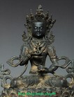 12 9 old China Pure Bronze White Tara Mahayana Buddhism Goddess Buddha Statue
