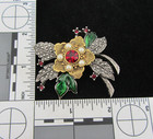 Vintage Avon Christmas Flower Brooch Pin Enamel Faux Pearl Rhinestones