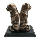 Pair Of Brass Bronze Finish Art Deco Egyptian Cat Bastet Figural Bookends