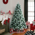 4-9 Ft Green Artificial Christmas Tree Snow Frosted Xmas Tree W  Pinecone-unlit