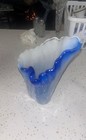 Vintage Blue And White Art Glass Vase