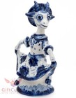Gzhel Porcelain Figurine Of The Goat Girl In A Dress           