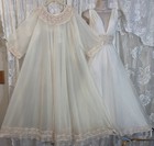 Vtg M L Intime Bridal Ivory Db Sheer Chiffon Peignoir Robe Nightgown Gown Set
