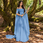 Women s Renaissance Medieval Dress Fantasy Fairy Witch Costume Gown Cape Sleeves